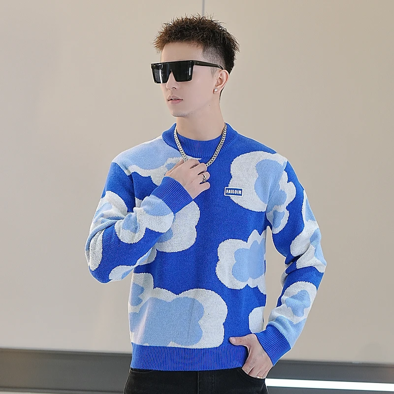 【I.TEX】 秋冬季针织舒适圆领长袖男时尚国潮感羊毛衫重工锁温加厚