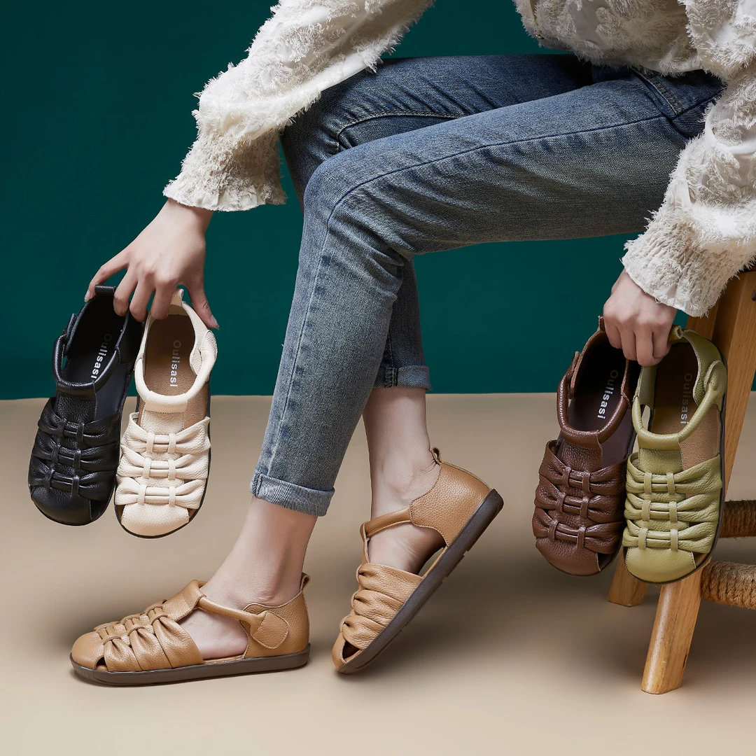 头层牛皮凉鞋2024新款软底敲软敲舒适防滑轻便女凉鞋