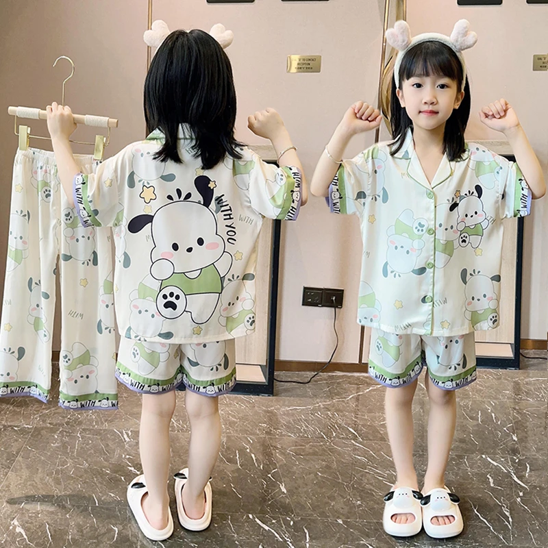 女童冰丝睡衣薄款夏季儿童大童小女孩2025新款宽松洋气亲子家居服