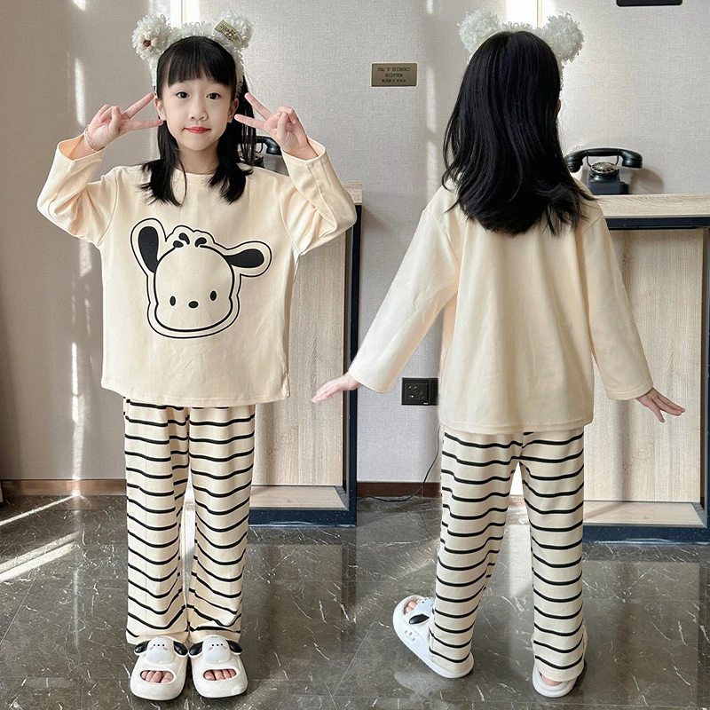 纯棉睡衣儿童春秋新款女童长袖套装中大童女孩洋气薄款亲子家居服