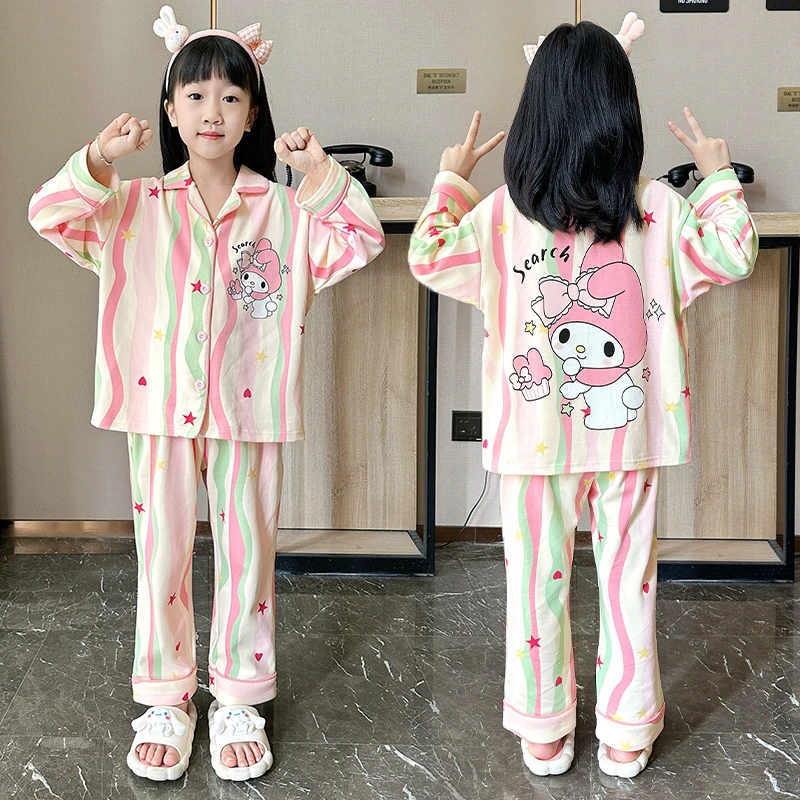 儿童春秋款睡衣新款纯棉长袖女童套装女孩公主薄款休闲亲子家居服