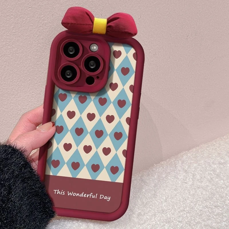 苹果/华为/VIVO/OPPO/小米新款复古爱心蝴蝶结天眼全包镜头手机壳