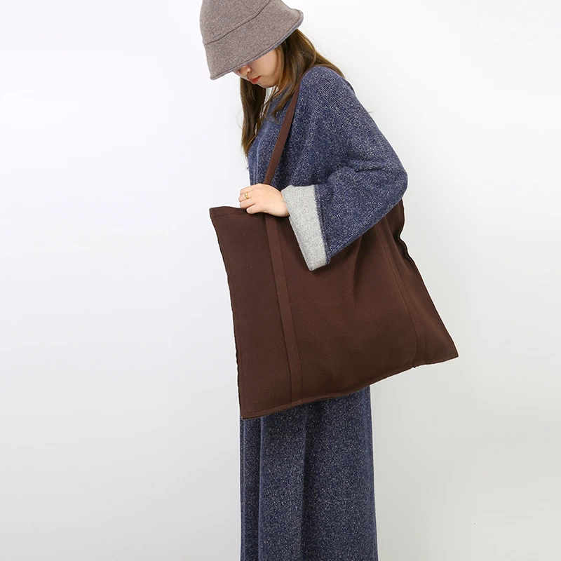 日韩风托特包大方包女小众大容量通勤包单肩纯色背包