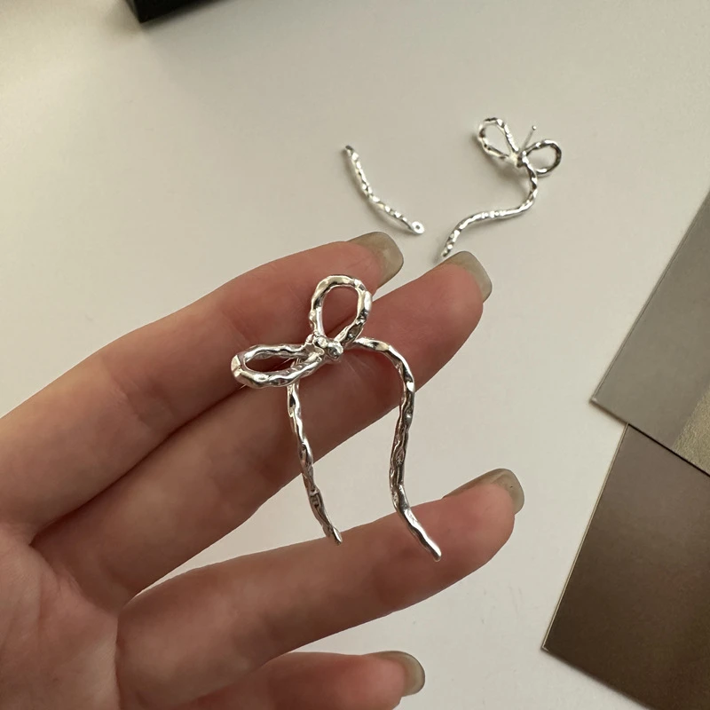 925银耳饰 S925纯银小众设计一款两戴蝴蝶结耳环韩国风简约耳环女