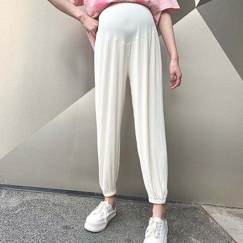 孕妇裤子夏季薄款外穿宽松阔腿雪纺孕妇冰丝裤坠感休闲束脚抖抖裤