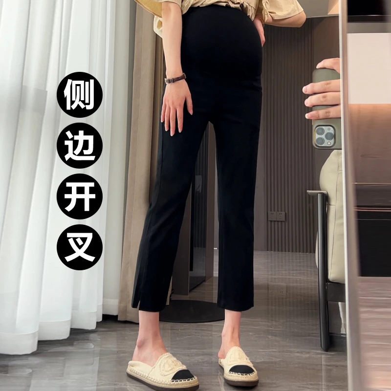 孕妇裤春夏外穿小个子孕妇烟管裤夏季薄款速干九分修身显瘦小黑裤