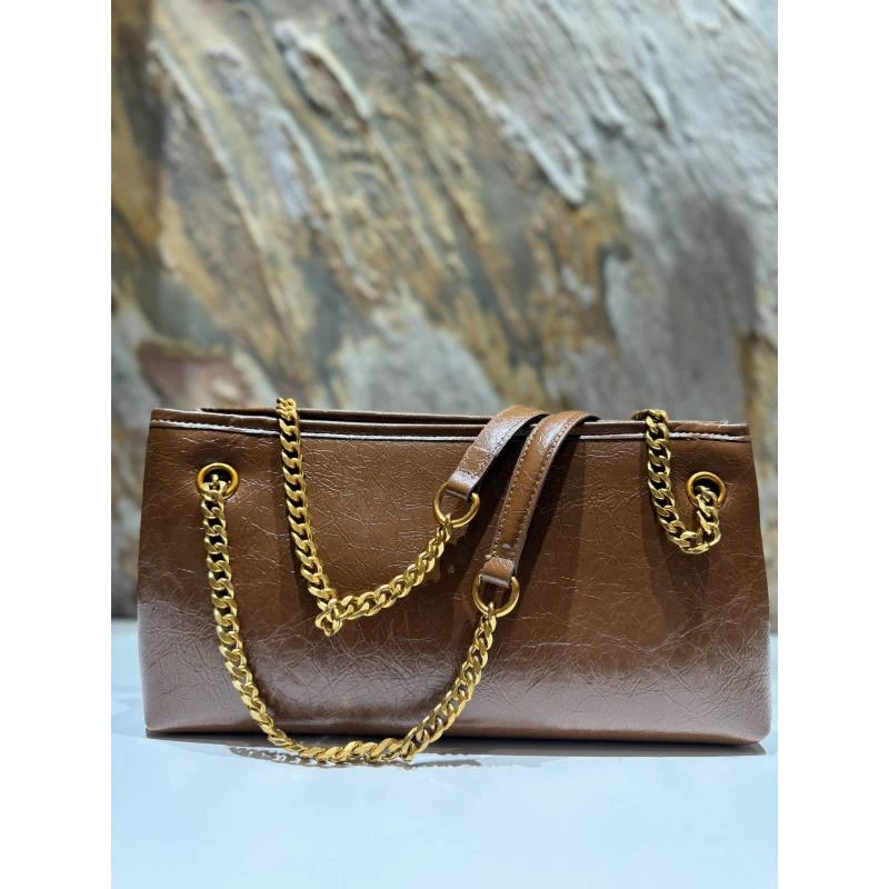 HIRMRIS手工真皮包550733-咖 腋下林咖色 长拿漆