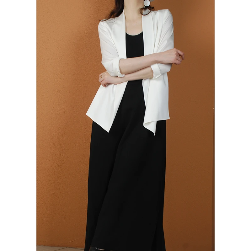 【与风萦】青果领精品西装 宽松气质休闲时尚上衣纯色九分袖春夏