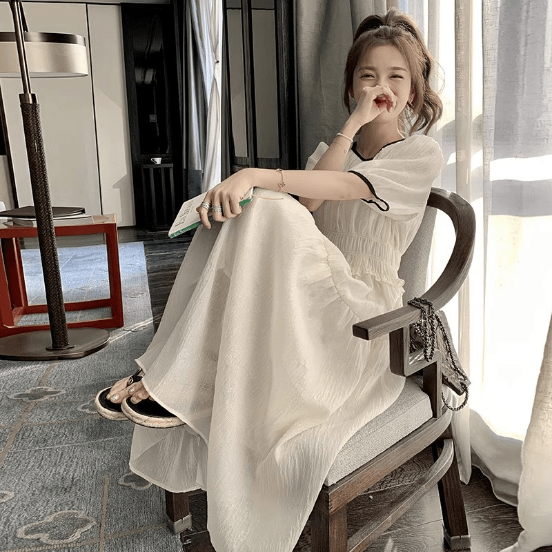 法式超仙白色连衣裙女小个子纱裙2023夏季新款小众设计别致初恋裙