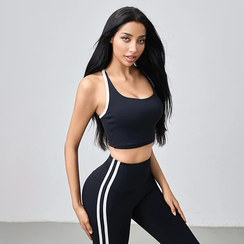 Mitaogirl可调节肩带运动内衣女户外训练健身背心一体杯瑜伽文胸