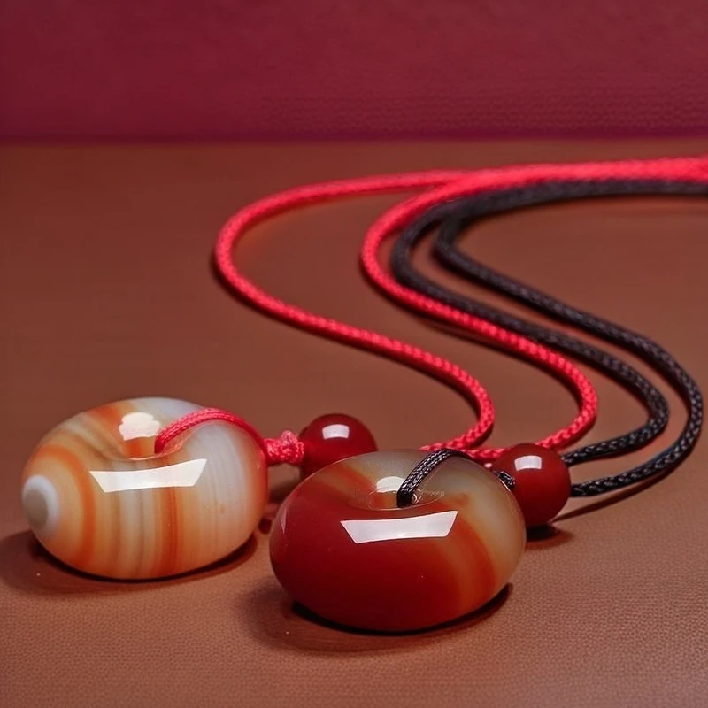天然正品玛瑙平安扣吊坠红玉挂件男女款情侣吊坠高级轻奢玉髓项链