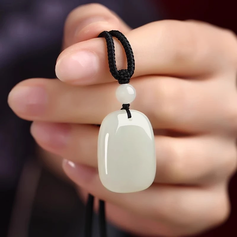 新疆和田玉善大缘平安无事牌吊坠羊脂玉坠玉石项链女玉牌生日礼物