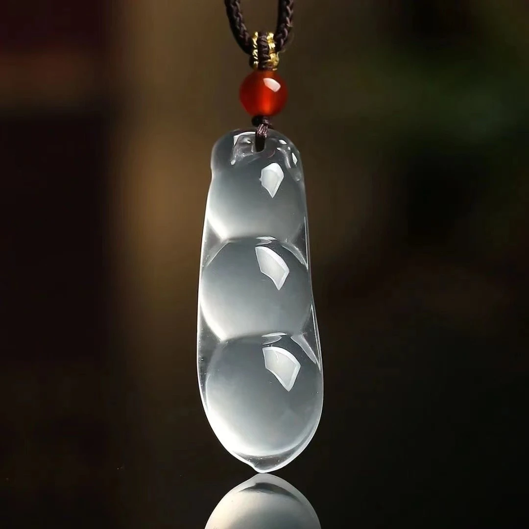 善大缘珠宝纯天然玛瑙四季豆玉髓福豆吊坠男女情侣玉石项链