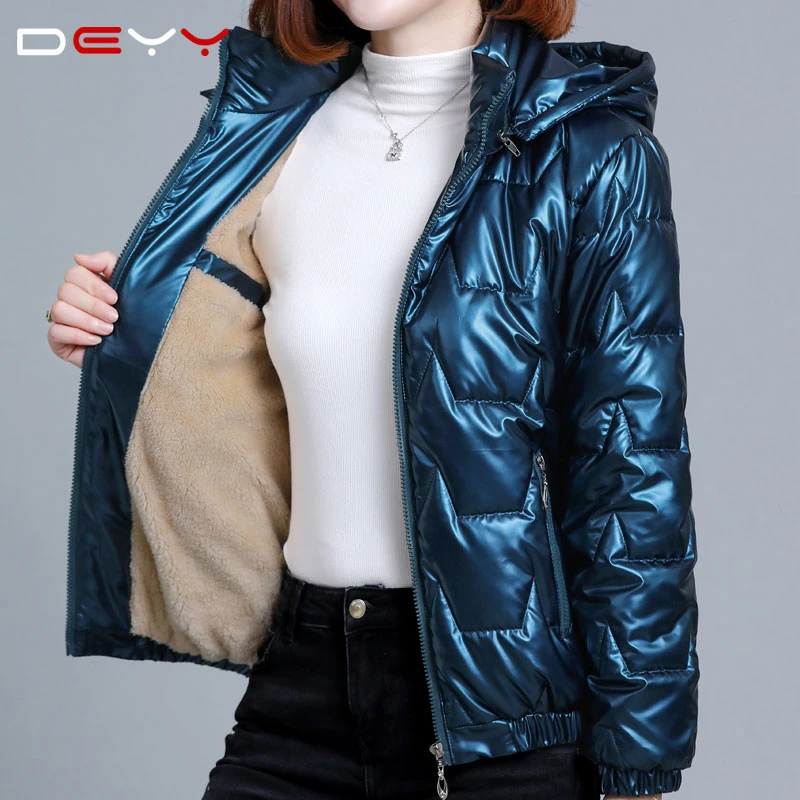 DEYY新款免洗加绒加棉秋冬短款女棉服大码女款休闲户外防寒女外套