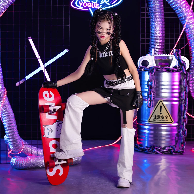雉子灵六一女童爵士舞服装潮酷时髦儿童走秀时装少儿嘻哈街舞套装