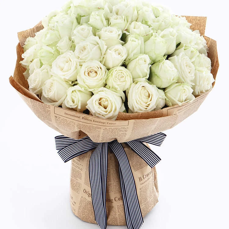 【全国同城配送】爱你如初雪山白玫瑰66枝浪漫送女友老婆朋友