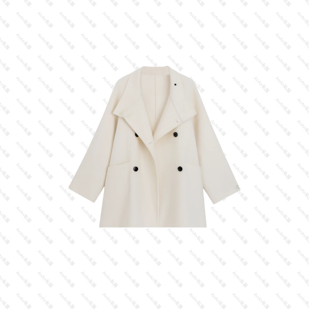 AnAn专属【北海道】2024年秋冬新款纯色中长款双面呢毛呢外套