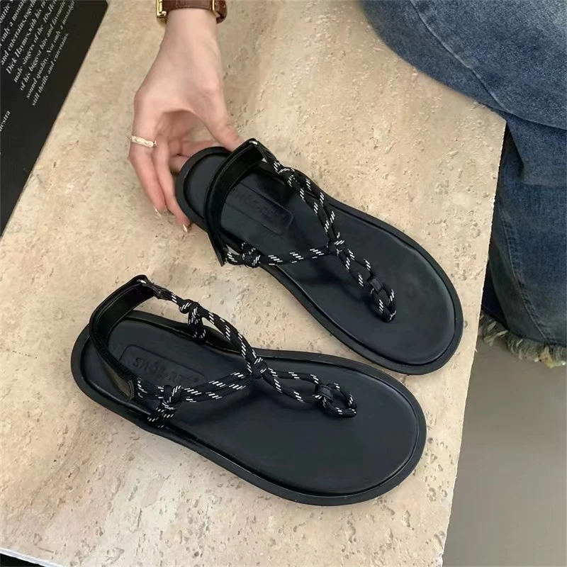 给脚丫子吹吹风~ 人字夹趾织带法式时装凉鞋973-1