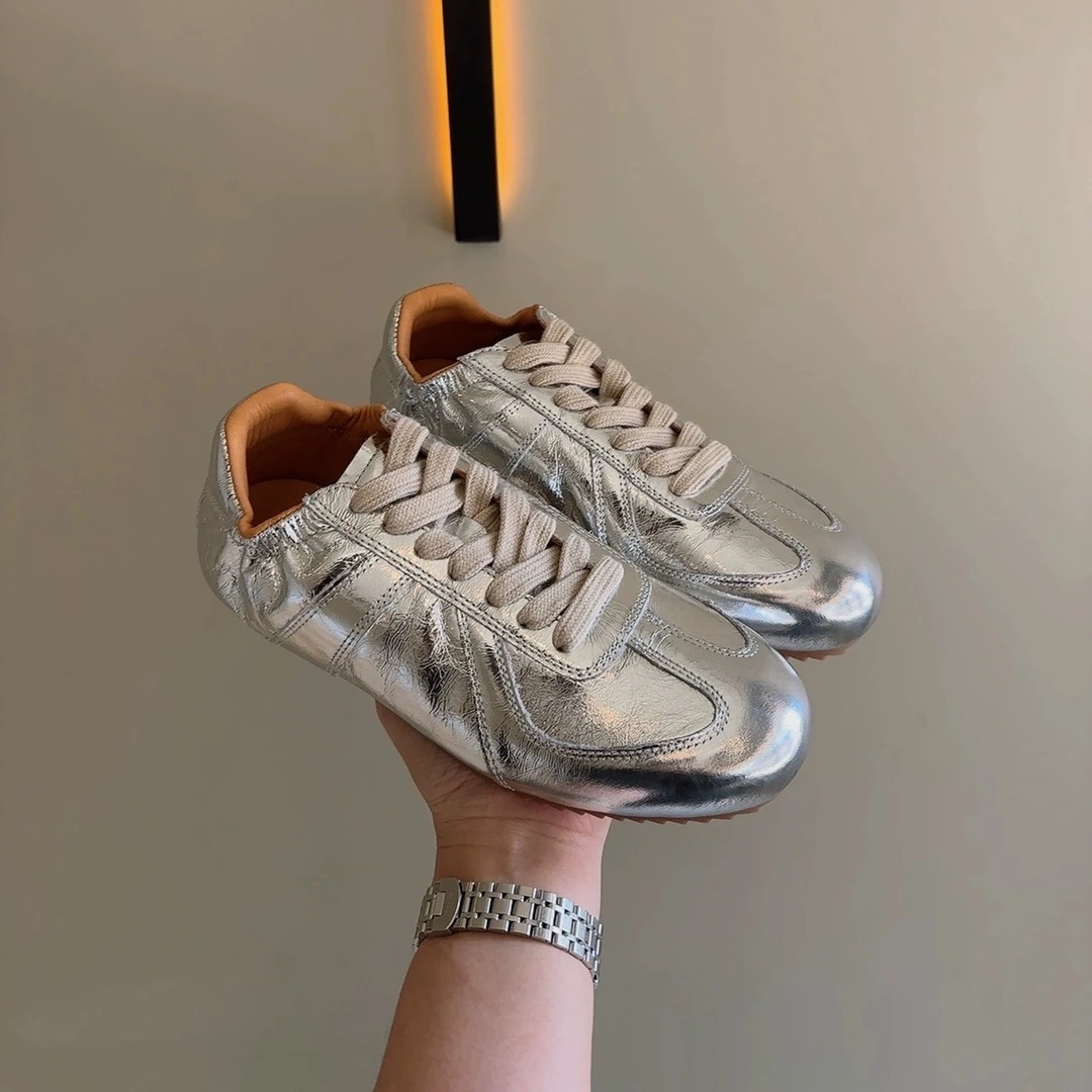 手工鞋 牛皮复古德训鞋女2024款芭蕾舞鞋软底休闲鞋19010