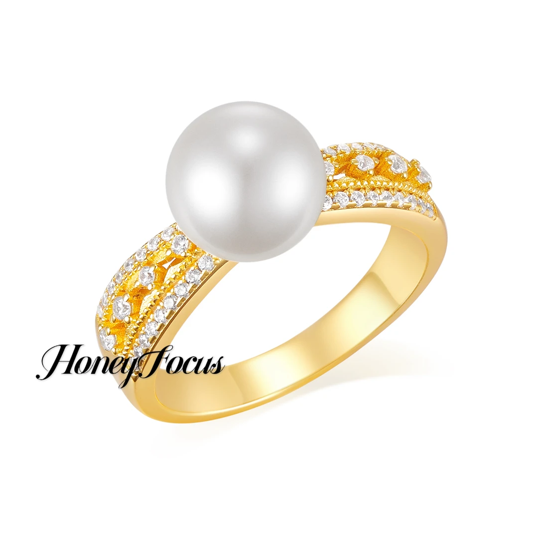 925银仿珍珠戒指 泡沫之夜戒指 轻奢简约镶嵌气质款戒指 #8776