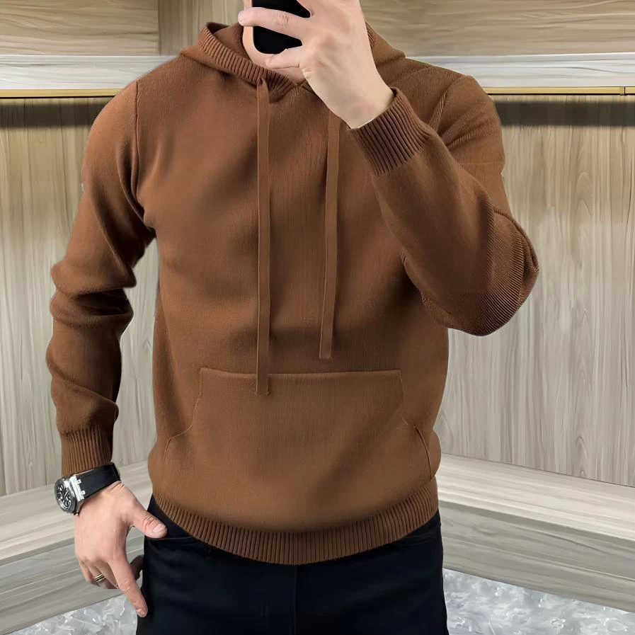 男士秋冬商务针织衫连帽卫衣美拉德毛衣休闲百搭韩版加厚保暖上衣