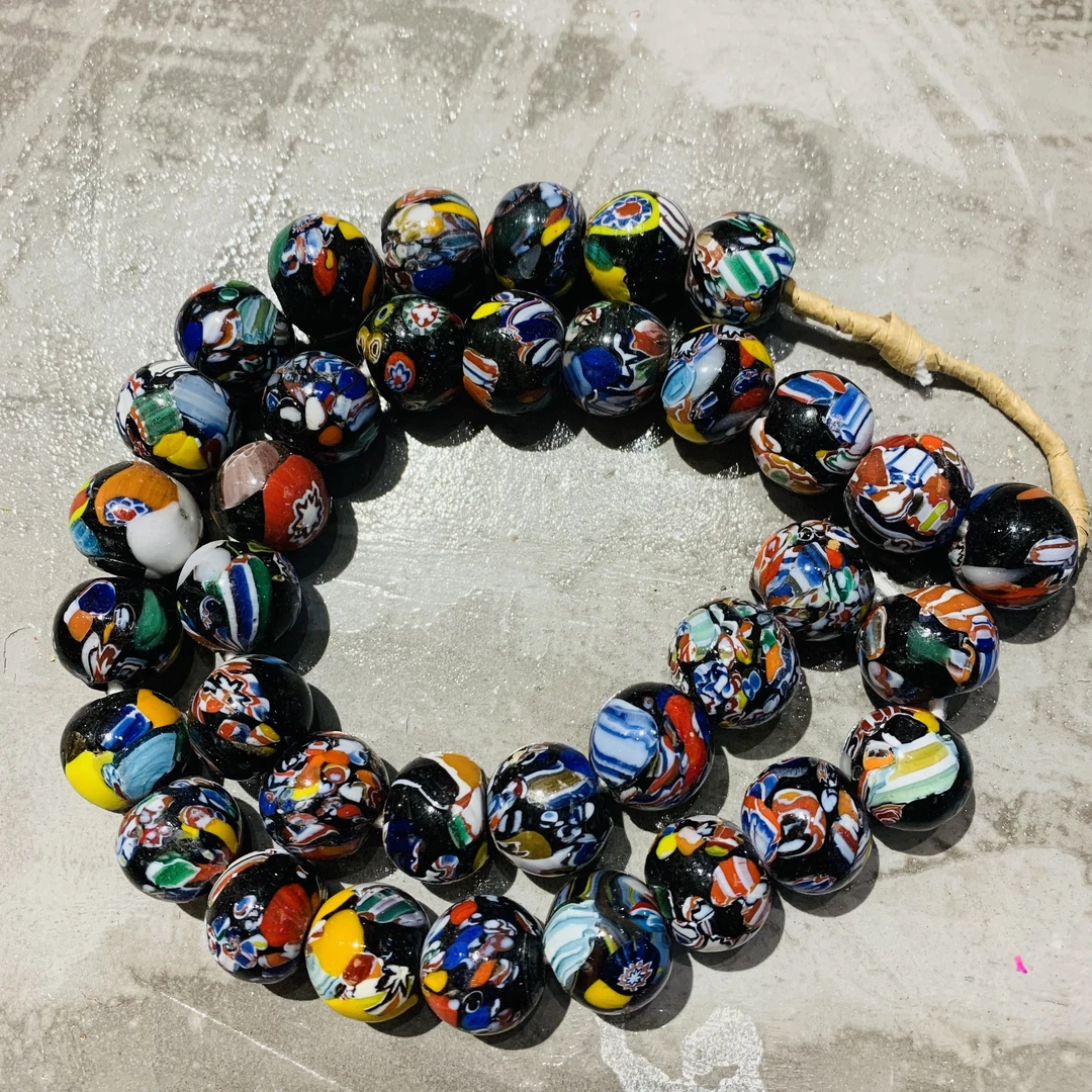 进口尼泊尔琉璃珠多宝款彩色不规则异形珠桶珠DIY串珠配件4