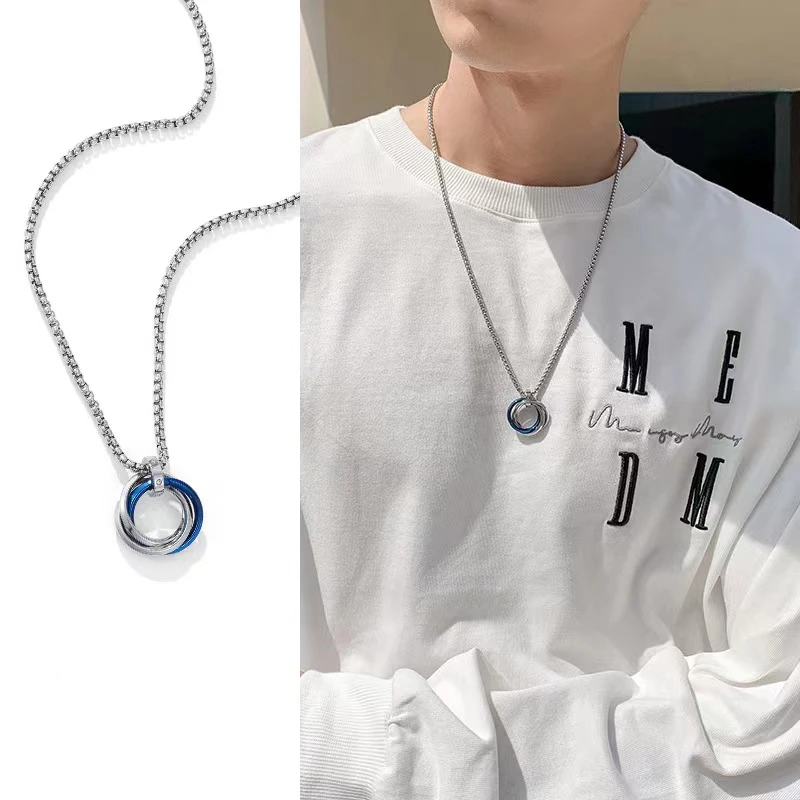 钛钢项链 项链男吊坠毛衣链时尚网红轻奢小众项链高级设计感饰品