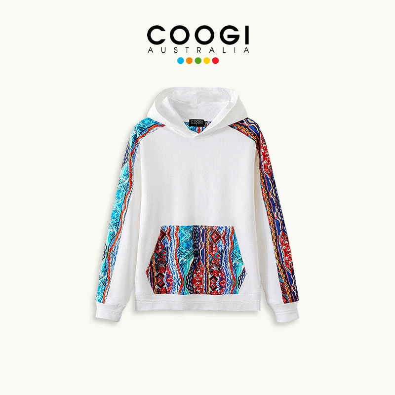 男装美式复古时尚潮牌印花撞色男士卫衣春秋连帽卫衣