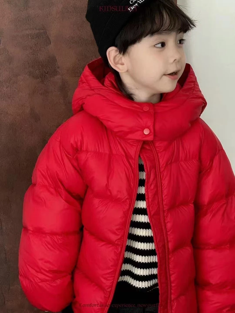 【90白鸭绒】冬季新款儿童休闲连帽泡芙羽绒服短款加厚保暖