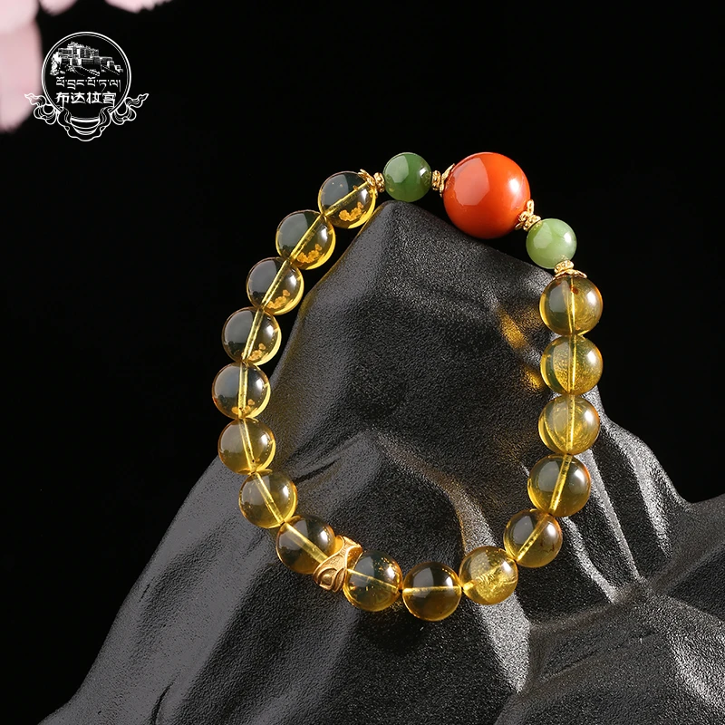 布达拉宫原创蓝珀单圈手串南红配饰碧玉配饰手串春日珠宝