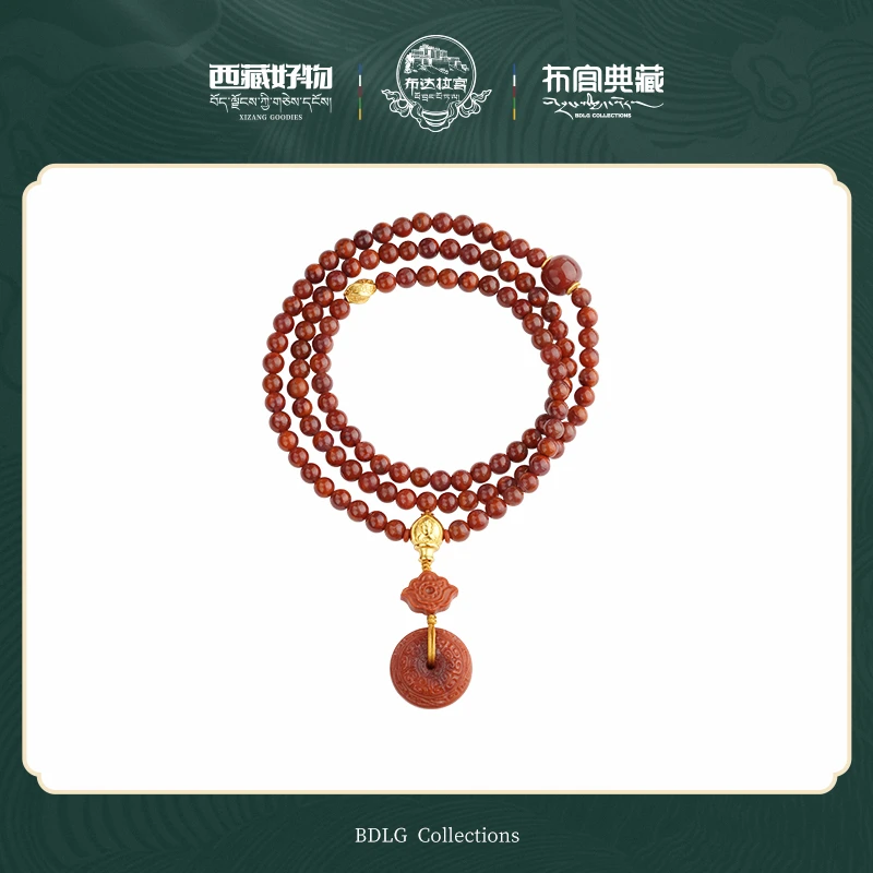 布达拉宫南红项链925银配饰长链