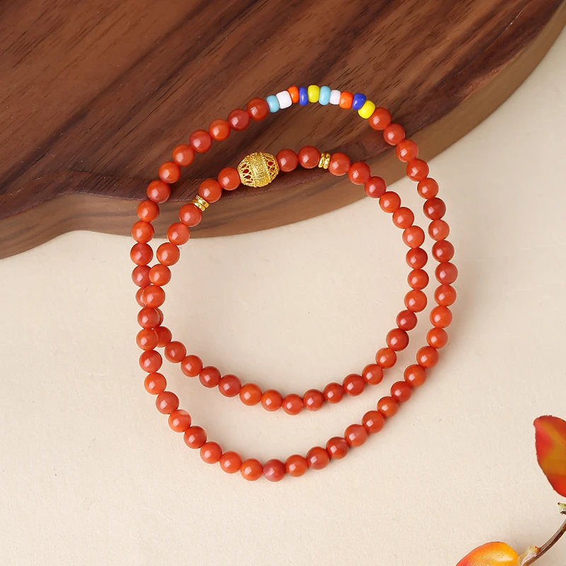 布达拉宫南红彩色琉璃多圈手串妈妈女款轻奢百搭精美珠珠时尚链珠