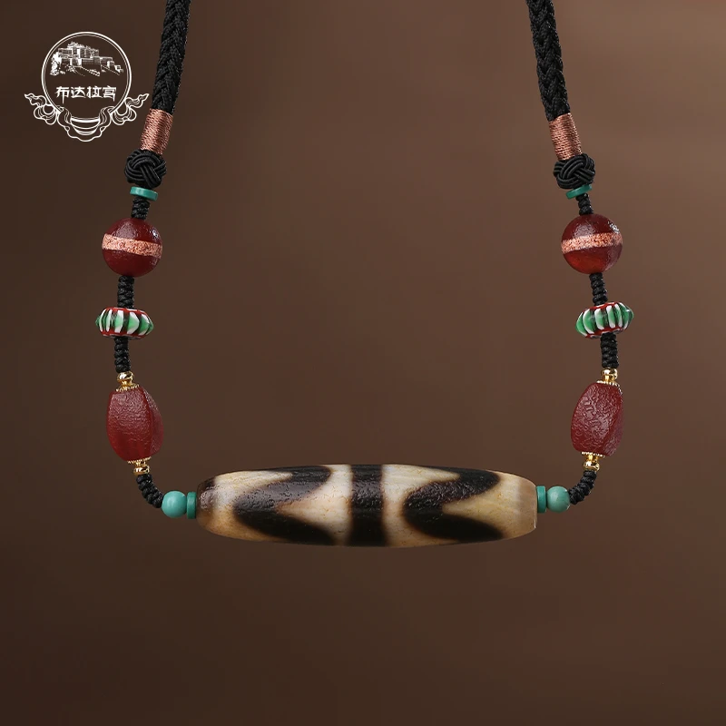 布达拉宫玛瑙双牙珠珠锁骨项链复古时尚民族风吊坠时尚百搭挂饰
