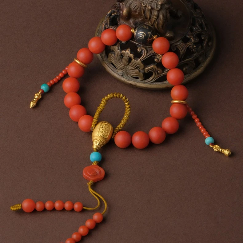 布达拉宫保山南红手持珠挂件民族风百搭长款时尚女款珠珠藏式玛瑙