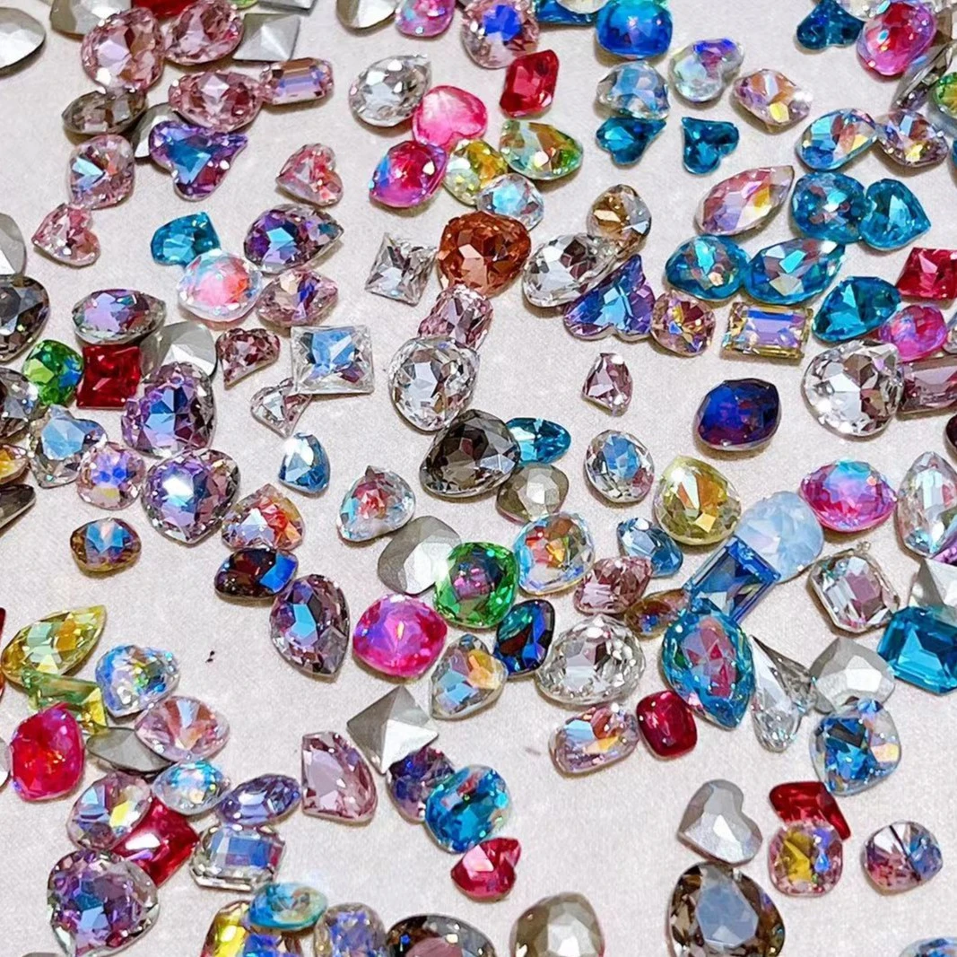 美甲尖底异形钻 小猴子K9玻璃钻 高品质白色尖底美甲钻超闪指甲钻