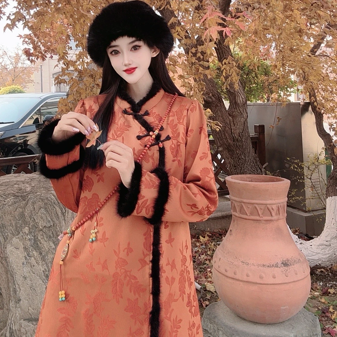 ｛禧隐.庆祥貂毛｝国风新中式显瘦百搭秋冬红人上新中国风女装上衣