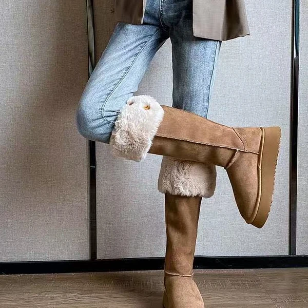 （禧隐.高筒靴）国风新中式百搭舒适复古红人上新冬季百搭女士鞋子