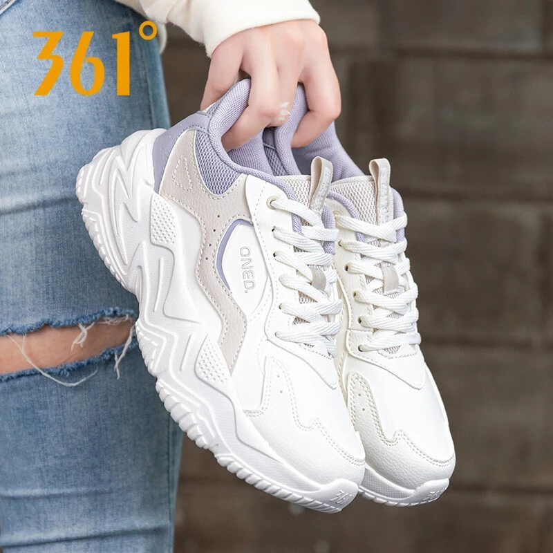 361°女运动鞋2025冬季新品厚底增高韩版皮面复古老爹鞋百搭休闲鞋