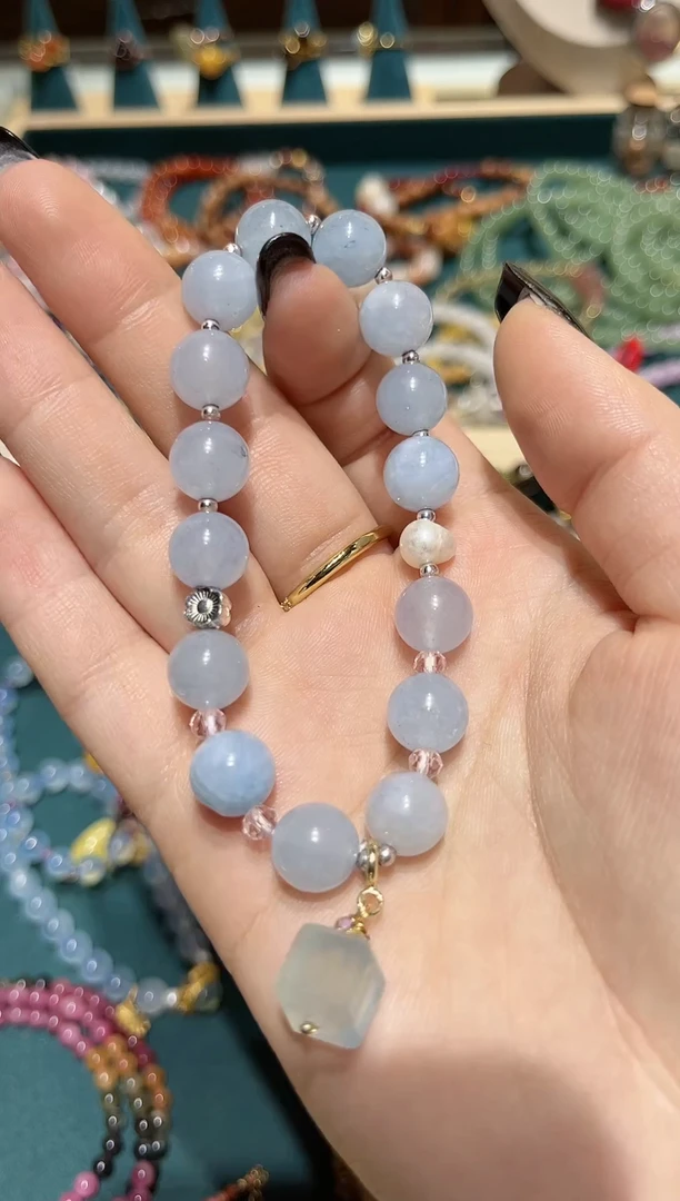 【闪购商品】海蓝宝石手链未镶嵌海蓝宝方糖手串