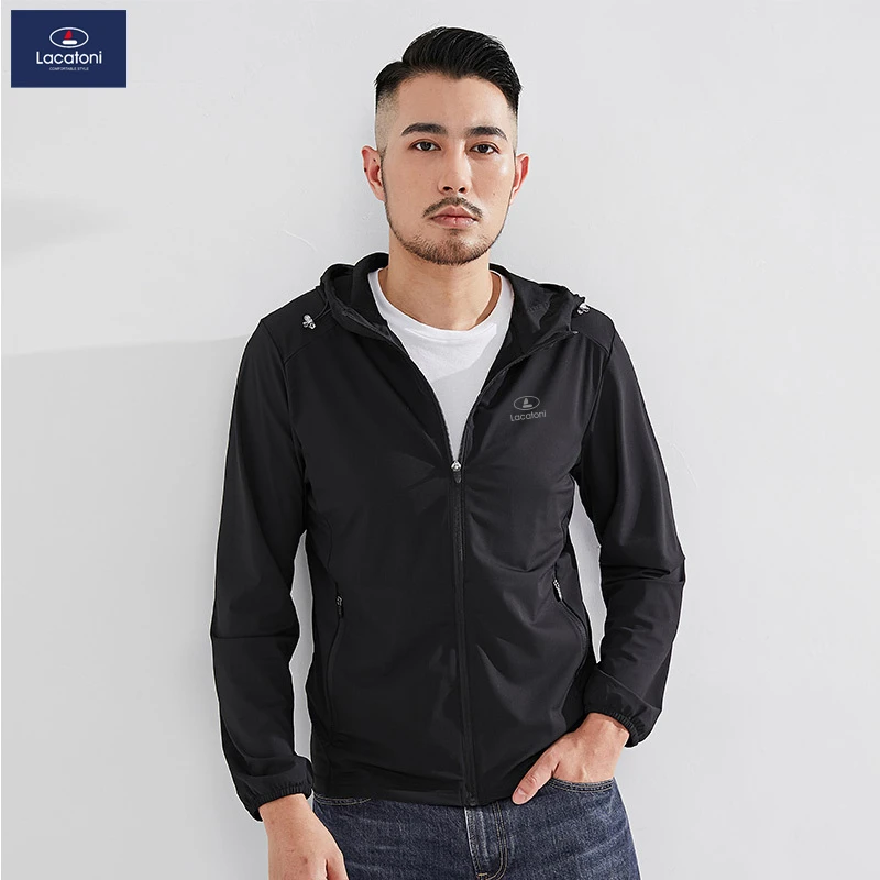 Lacatoni夏季透气新款防晒衣男士户外运动弹力外套防紫外线休闲