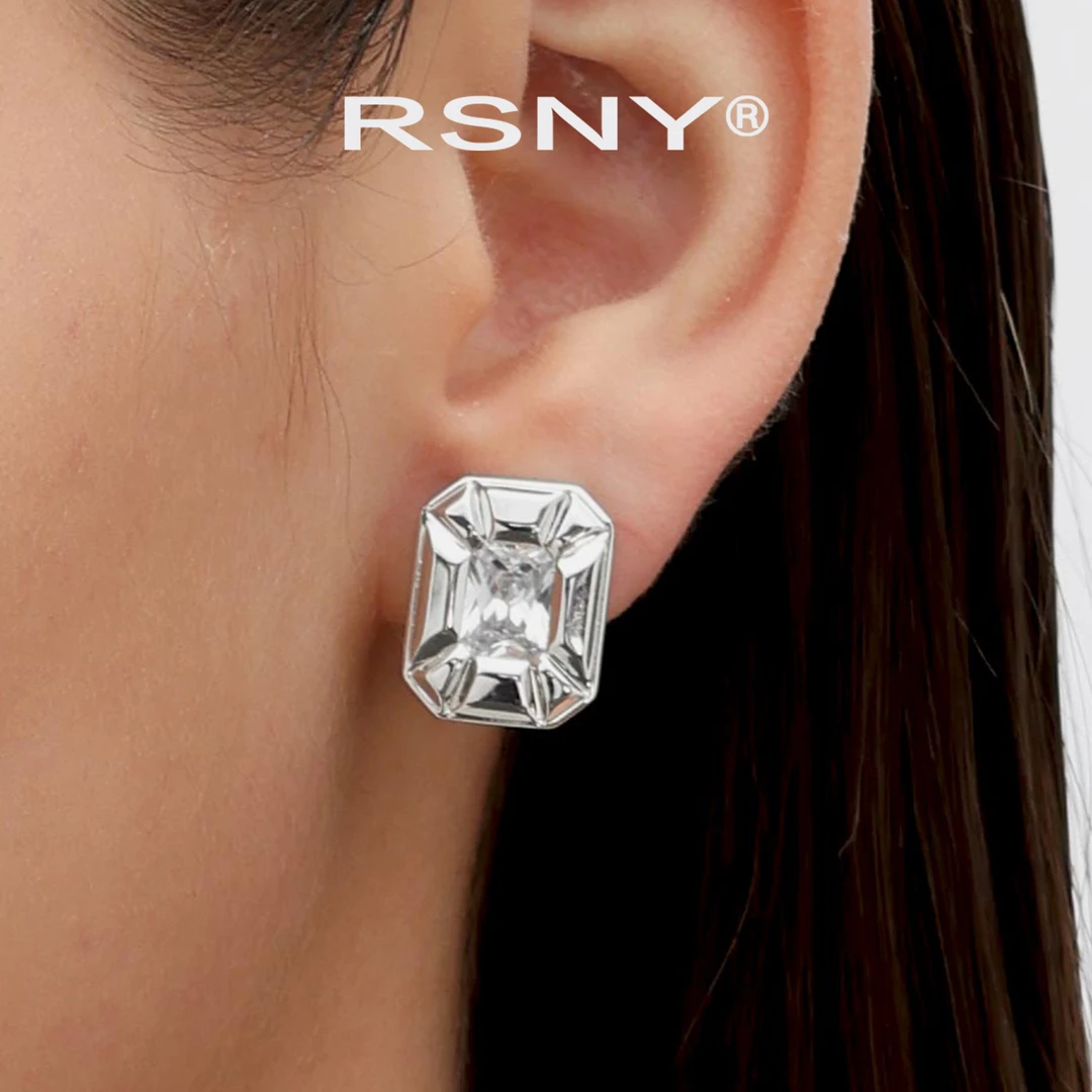 铜合金合成锆石耳饰 [新品]RSNY雷迪恩造型耳钉女新款轻奢设计