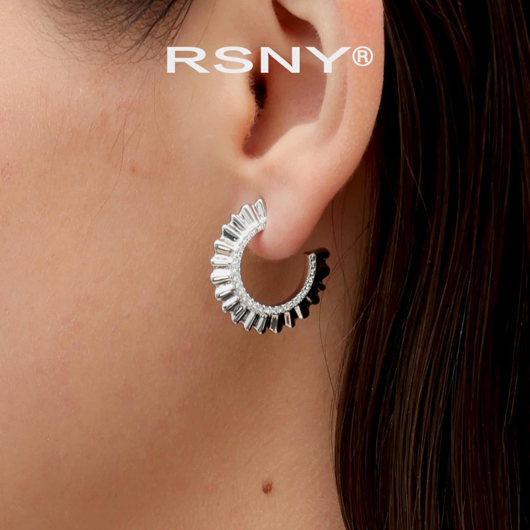 铜合金耳饰 [新品]RSNY皱褶造型耳环2025新款轻奢设计感欧美风
