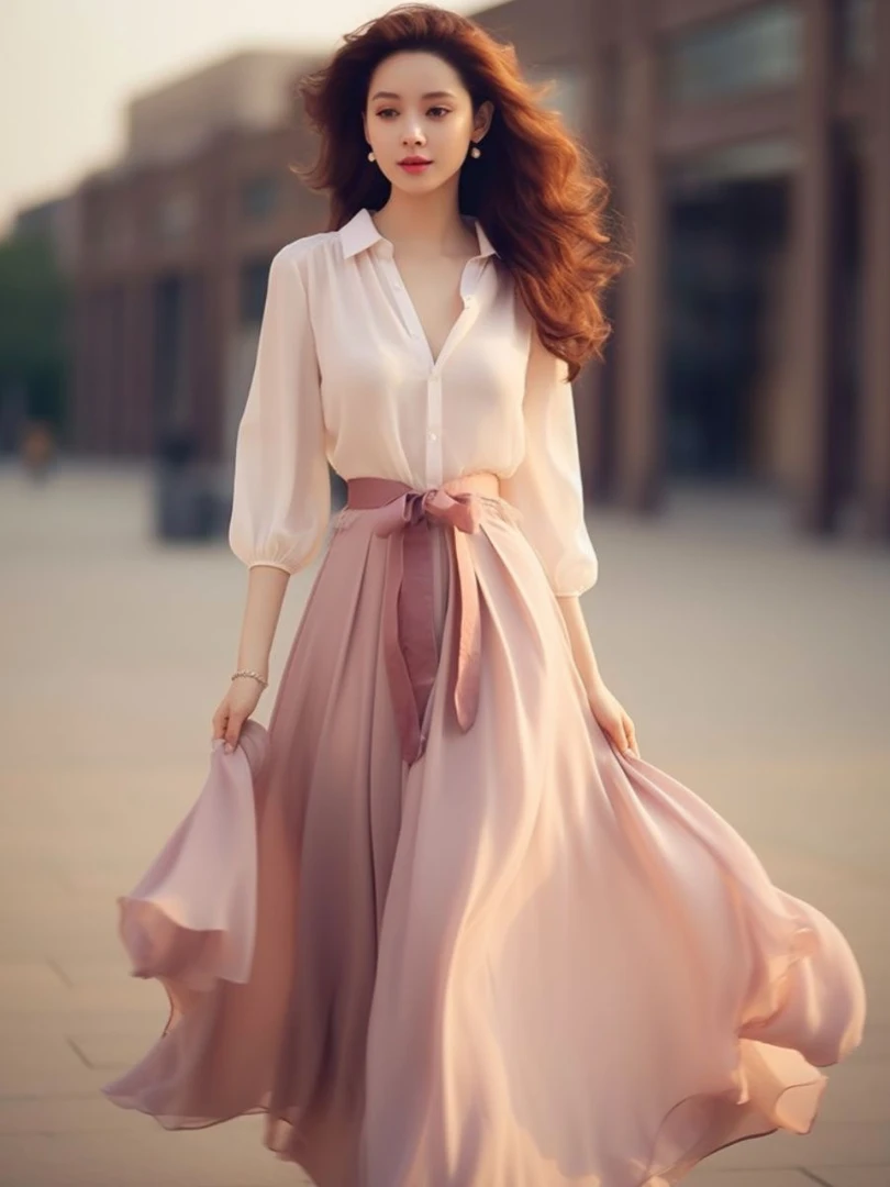 2025春夏新款拼接衬衫两件套连衣裙高端御姐奢华时尚女装法式长裙