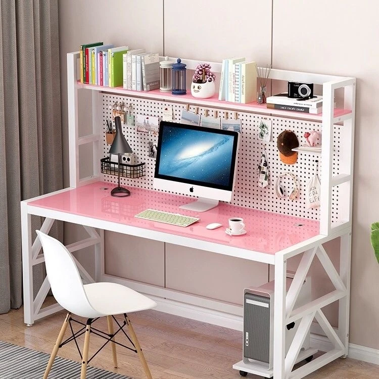 吉木熊桌子书架学习桌钢化玻璃电脑桌洞洞板桌小初高中书桌办公桌