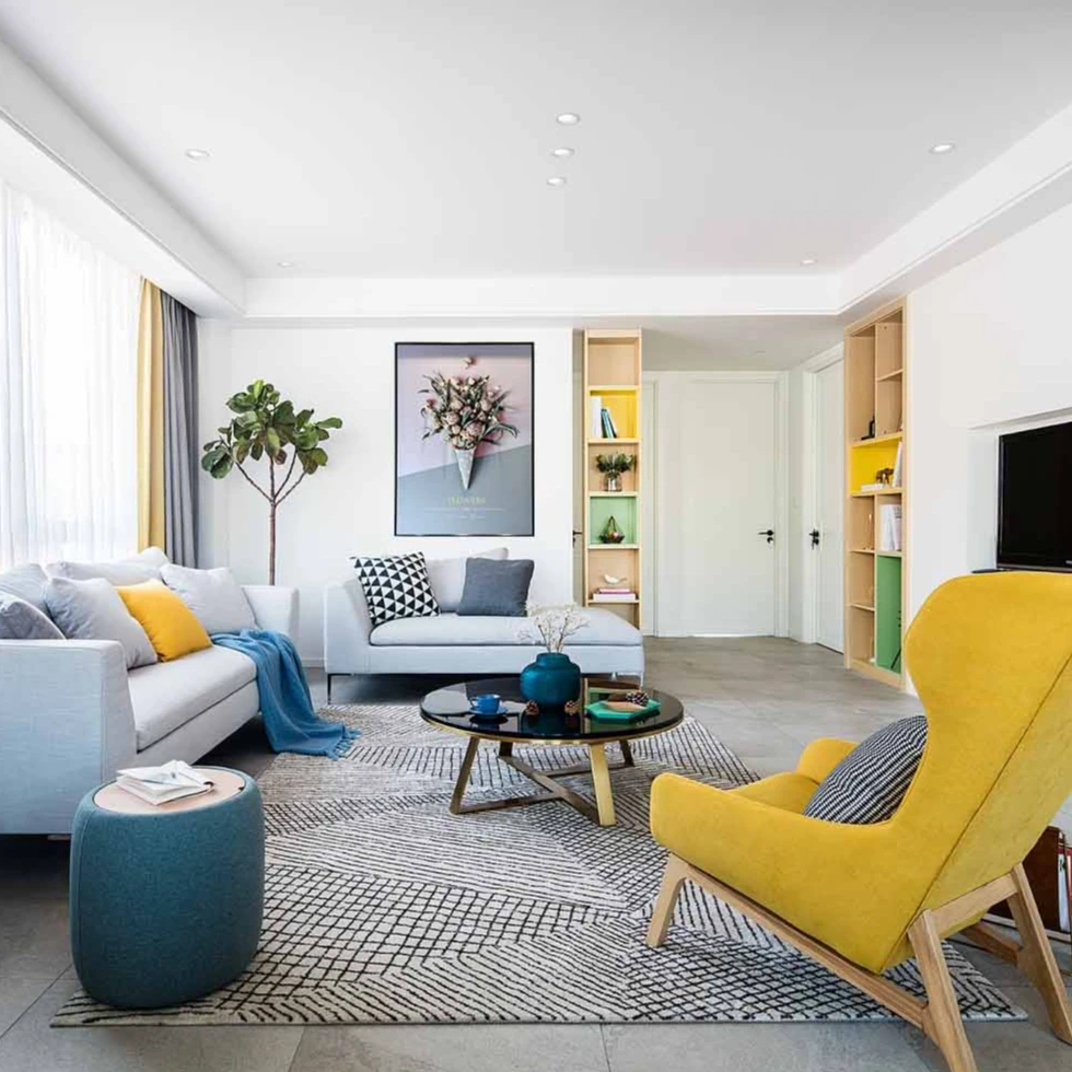 现代简约花卉客厅落地画轻奢沙发背景墙装饰画高级感玄关过道壁画