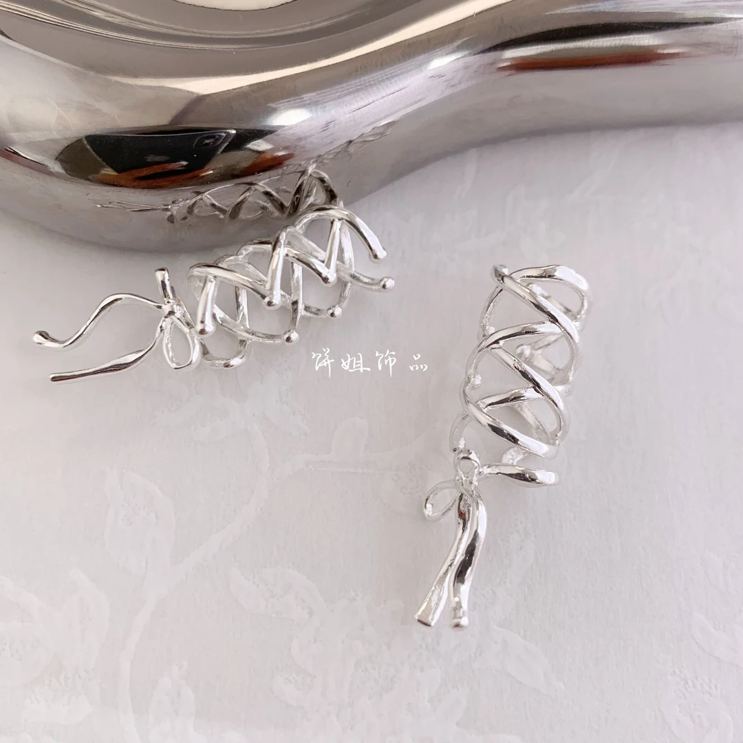 铜合金耳饰 Y93 芭蕾舞蝴蝶结耳骨夹 甜美高级感无耳洞耳饰