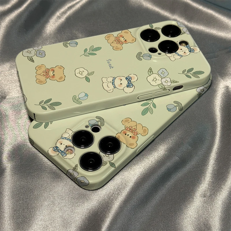 浅绿小熊兔菲林适用苹果13华为/vivo/oppo小米iphone14手机壳手机