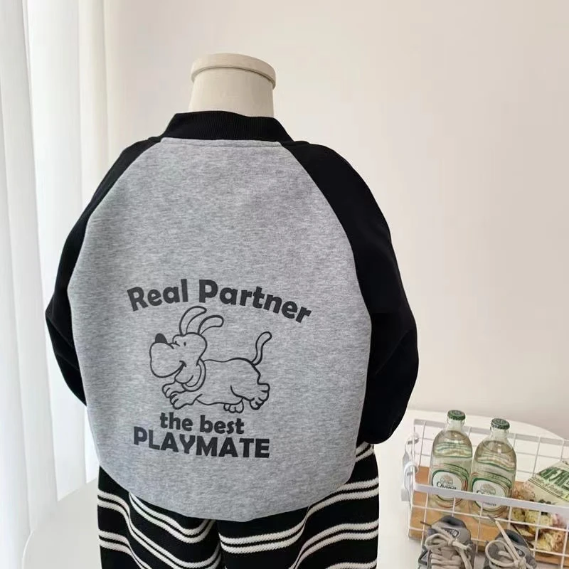 男童棒球服外套秋装休闲卡通夹克衫2024新款中小童运动休闲上衣潮