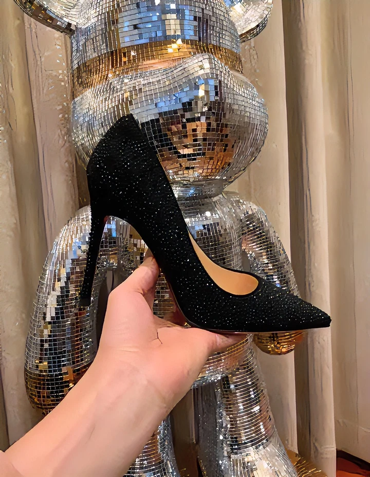 【Stani lunraut】红底时尚水钻高级性感尖头时尚水晶浅口高跟鞋