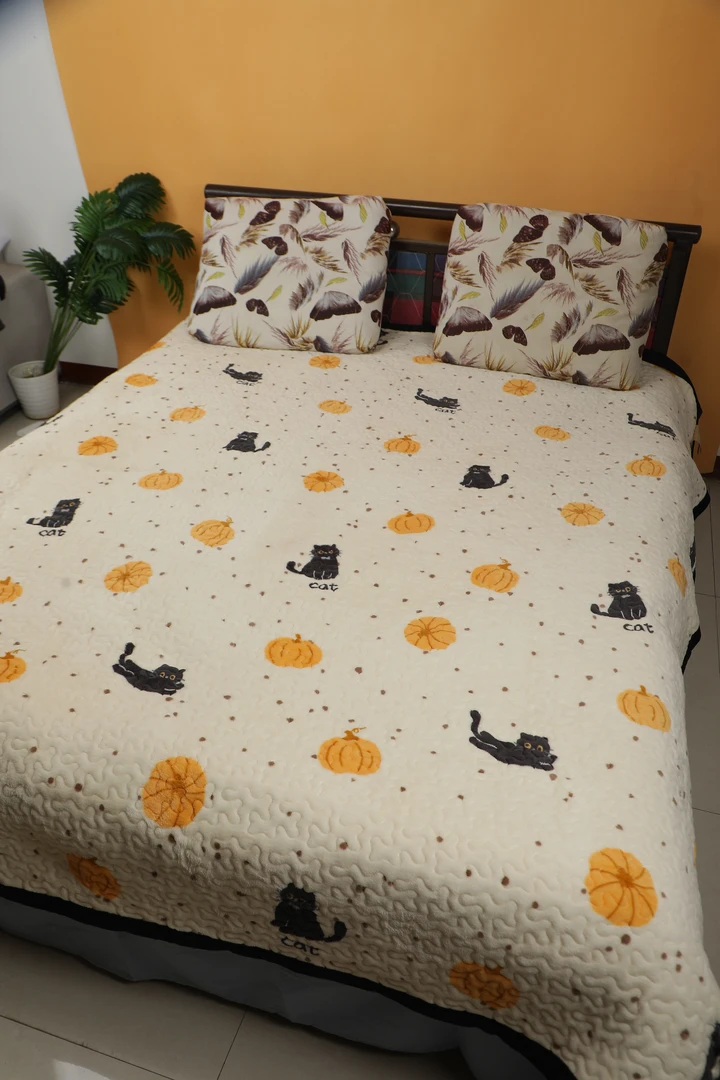 【2*2.3米】牛奶绒床盖加厚可机洗不掉毛不掉色双面绗缝夹棉床盖